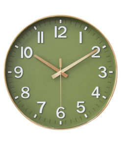 Wall Clocks Battery Operated, Wall Clock Green Gold, 8 inch Wall Clock Silent Non Ticking Modern 3D Numbers